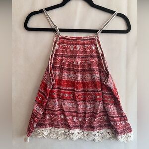 DOPE Xhilaration Red/White Patterned Tank Top | free shipping